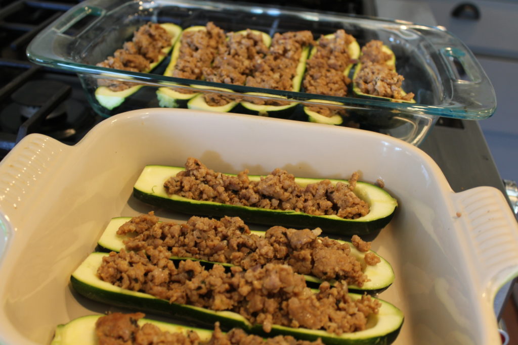 Italian Sausage Zucchini Boats