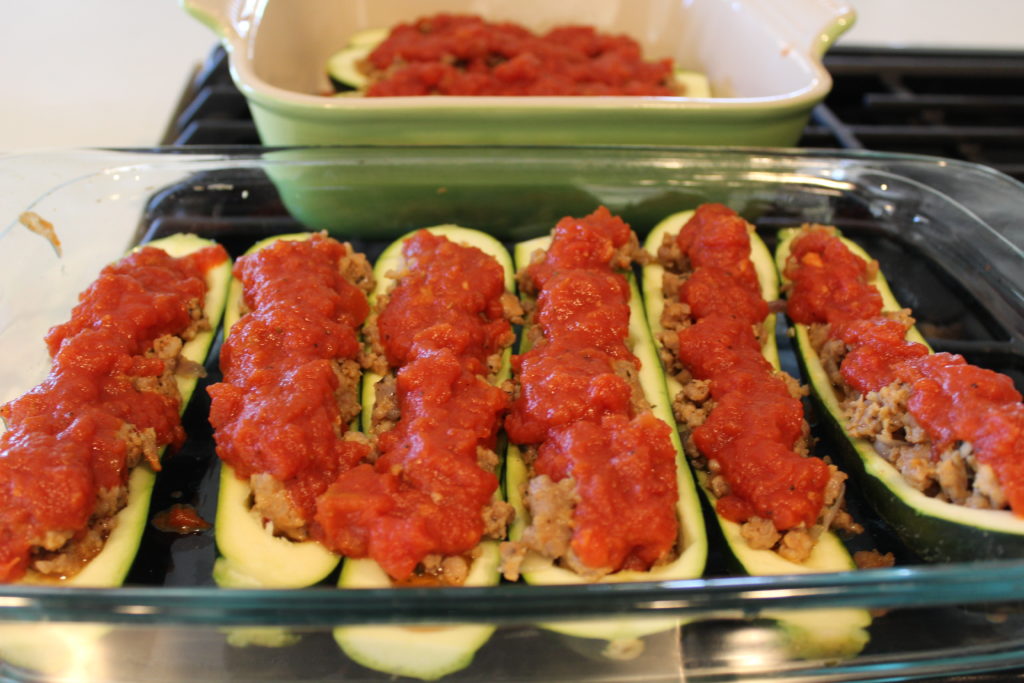 Italian Sausage Zucchini Boats