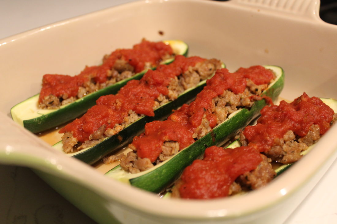 Italian Sausage Zucchini Boats