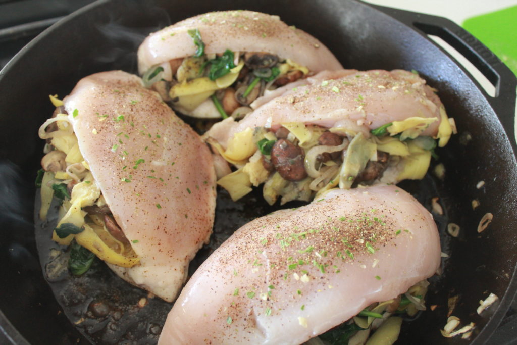 Mushroom and Artichoke Stuffed Chicken