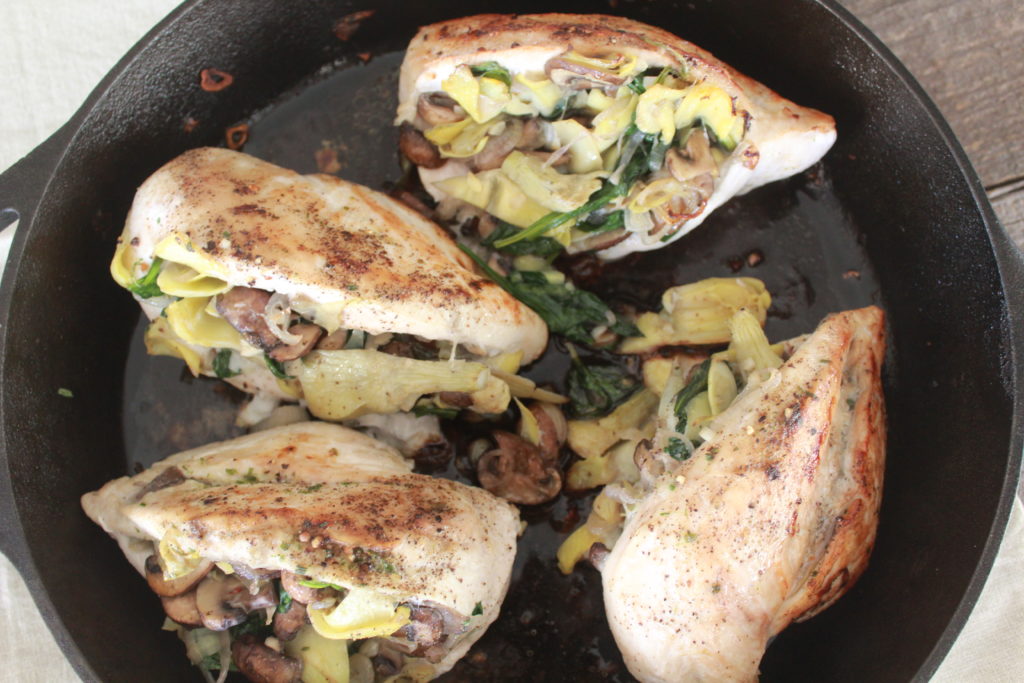 Mushroom and Artichoke Stuffed Chicken