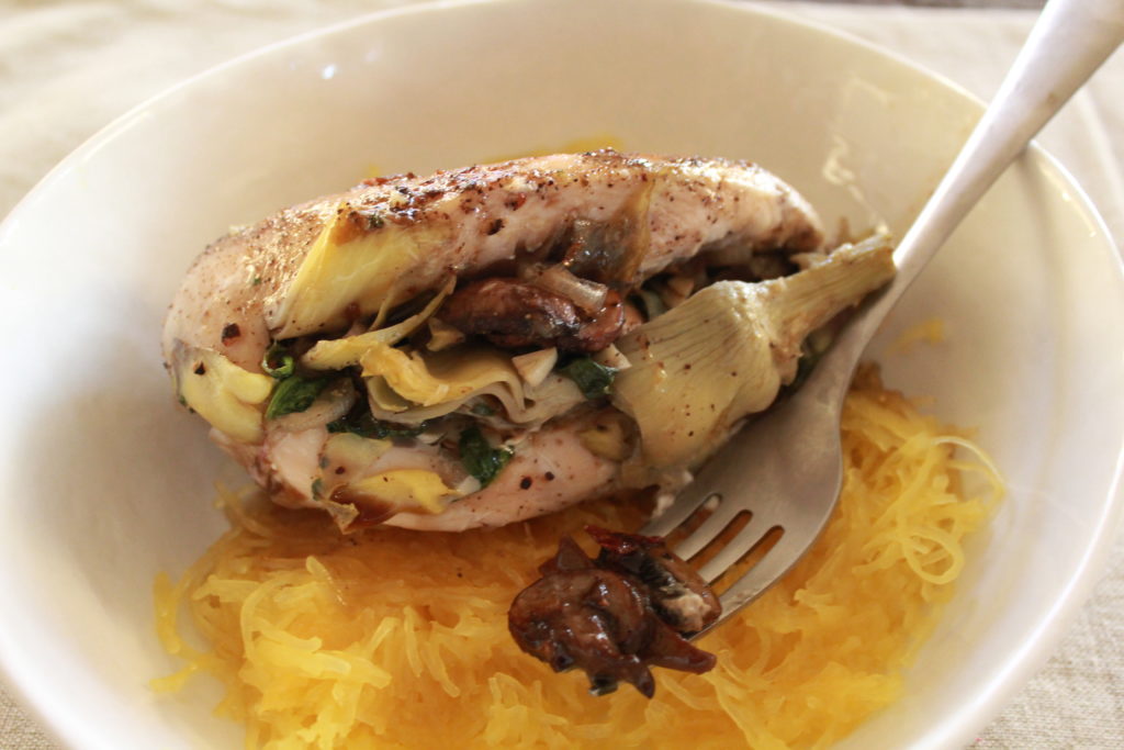 Mushroom and Artichoke Stuffed Chicken