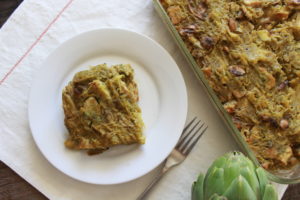 Artichoke, Chicken and Pesto Spaghetti Squash Casserole
