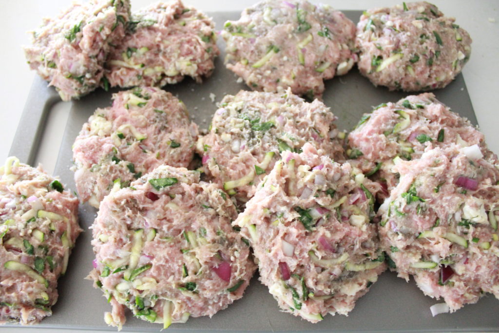 Greek Turkey Burgers with Tzatziki Sauce and Cucumber Tomato Salad