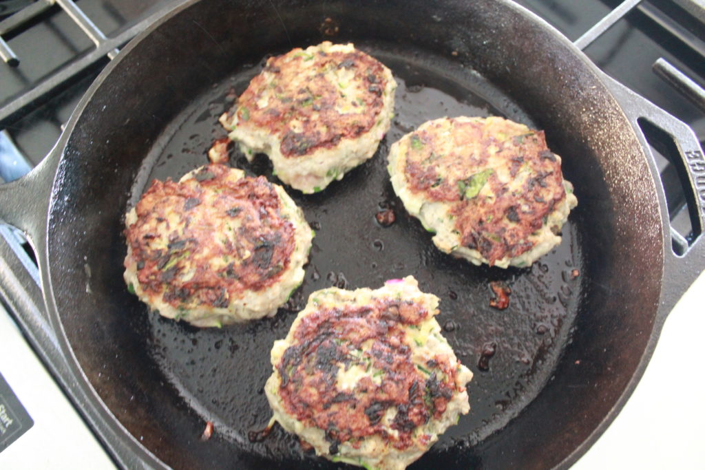 Greek Turkey Burgers with Tzatziki Sauce and Cucumber Tomato Salad