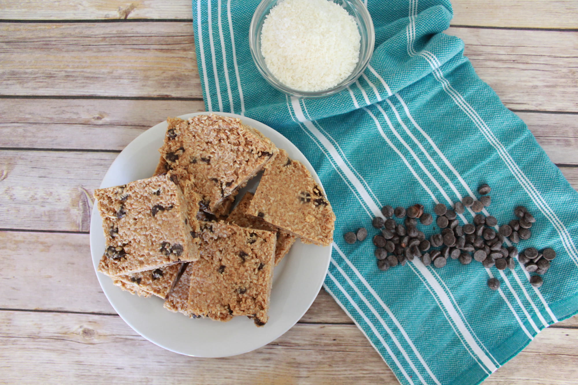 Almond Butter Chocolate Chip Coconut Bars