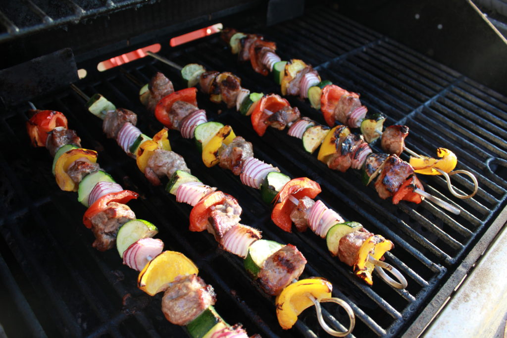 Grilled Steak Kebabs with Chimichurri Sauce