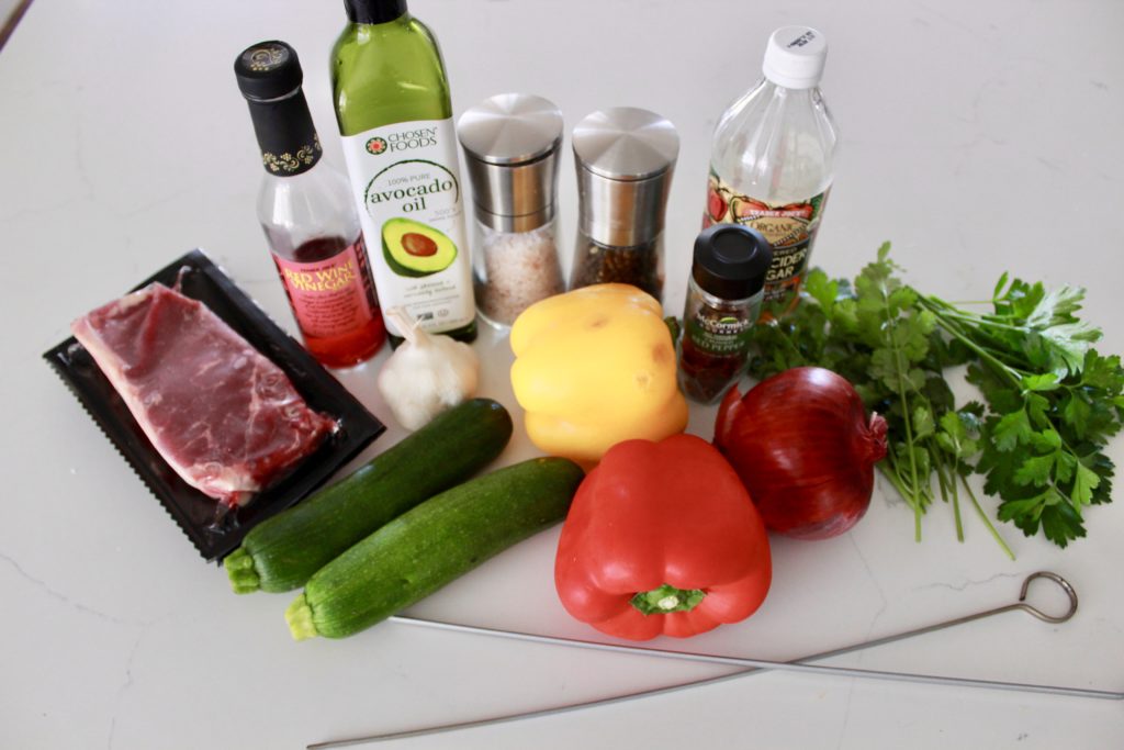 Grilled Steak Kebabs with Chimichurri Sauce