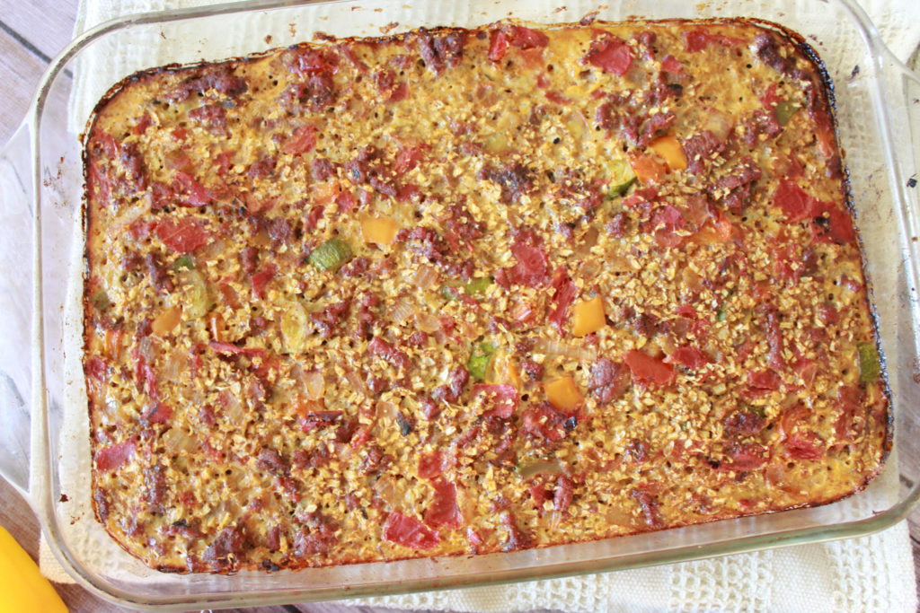 (Almost 5 Ingredient) Cauliflower Rice Taco Casserole