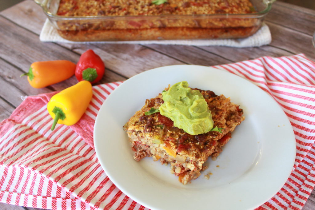 (Almost 5 Ingredient) Cauliflower Rice Taco Casserole