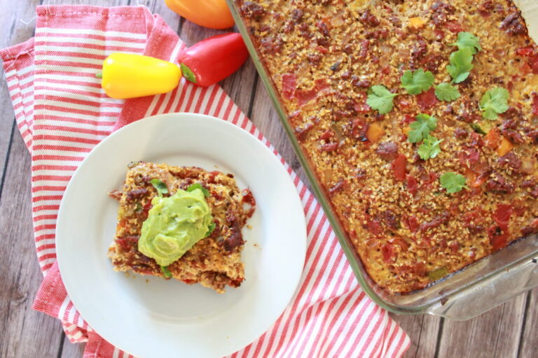 (Almost 5 Ingredient) Cauliflower Rice Taco Casserole